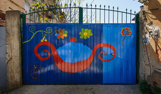 The gate to the hostel